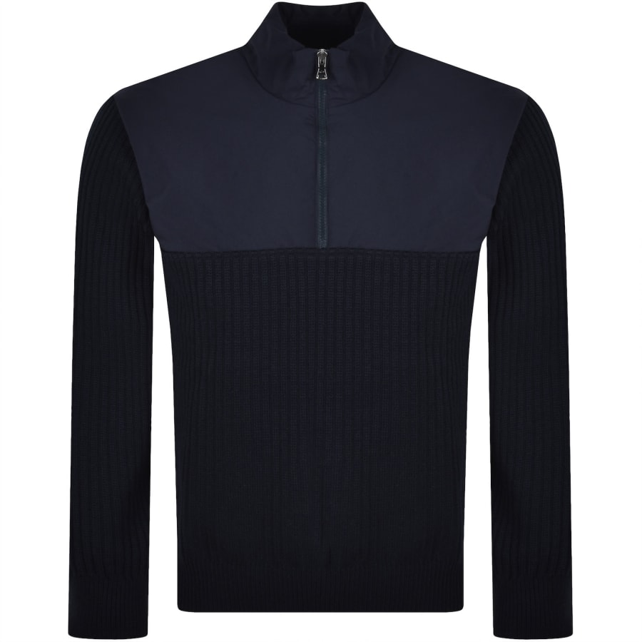 Image number 2 for Paul And Shark Quarter Zip Hybrid Jumper Navy