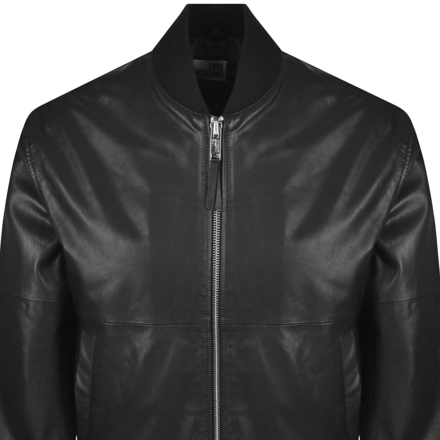 Image number 2 for Moschino Leather Jacket Black