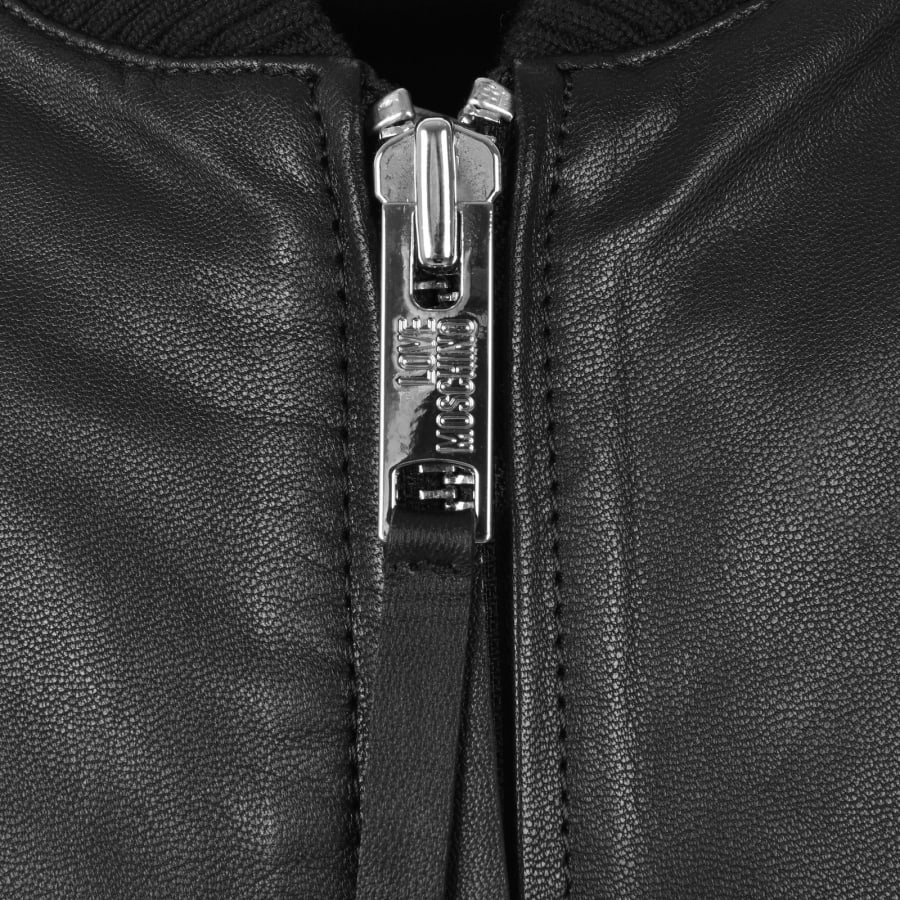 Image number 3 for Moschino Leather Jacket Black