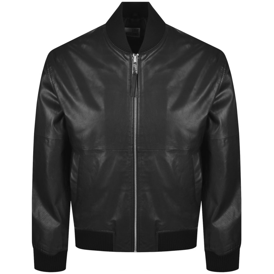 Image number 1 for Moschino Leather Jacket Black