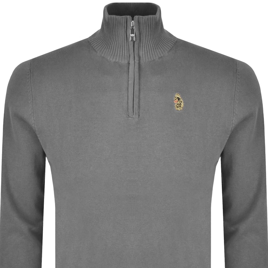 Image number 2 for Luke 1977 Pretender Quarter Zip Jumper Grey