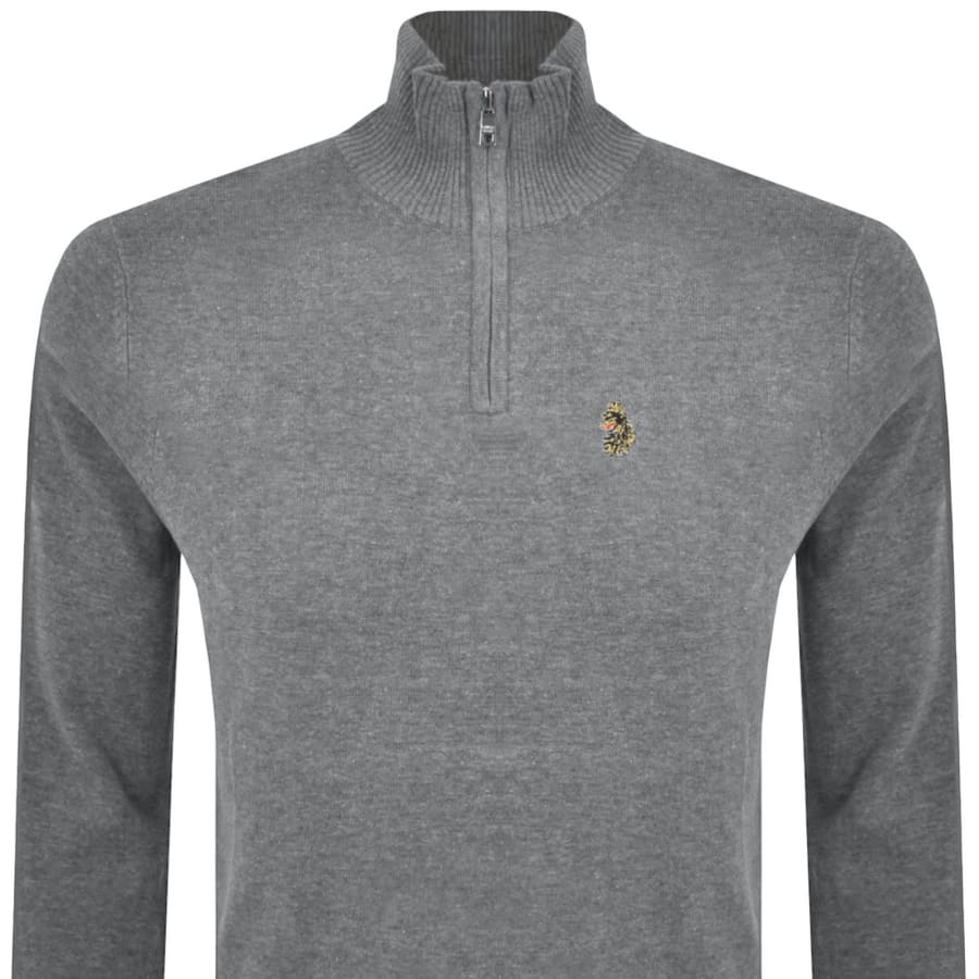 Image number 2 for Luke 1977 Pretender Quarter Zip Jumper Grey