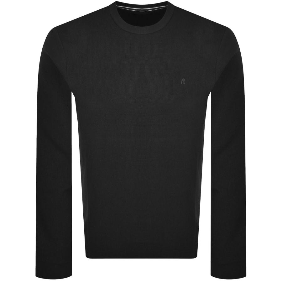 Image number 1 for Replay Long Sleeve Logo T Shirt Black