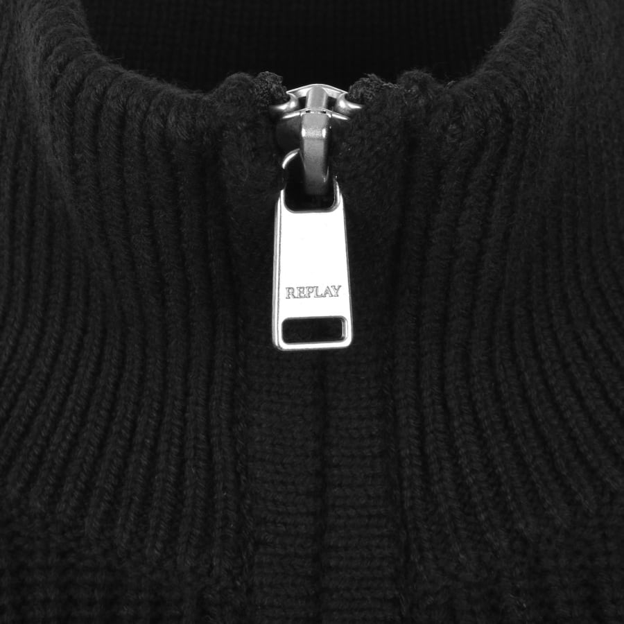 Image number 4 for Replay Quarter Zip Knit Jumper Black