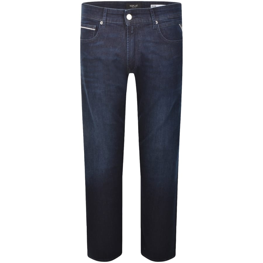 Image number 2 for Replay Grover Straight Fit Jeans Dark Wash Blue