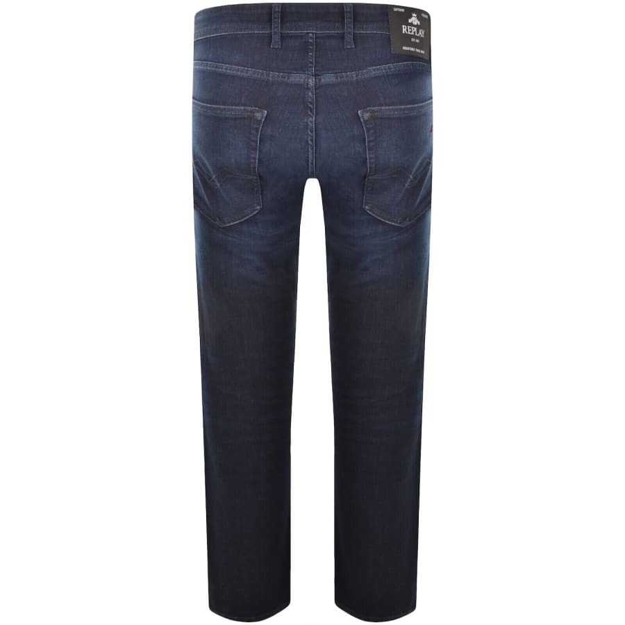 Image number 3 for Replay Grover Straight Fit Jeans Dark Wash Blue