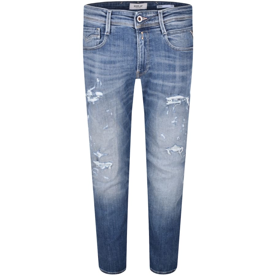 Image number 2 for Replay Slim Fit Anbass Jeans Blue