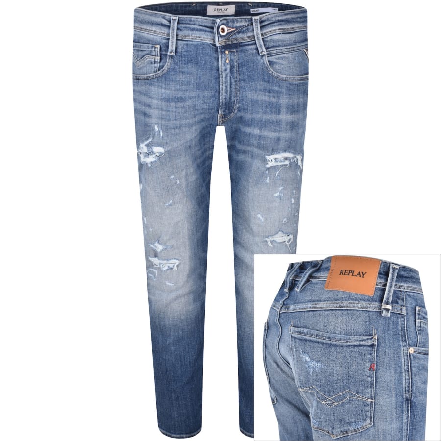 Image number 1 for Replay Slim Fit Anbass Jeans Blue