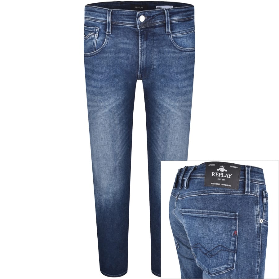 Image number 1 for Replay Slim Fit Anbass Jeans Blue