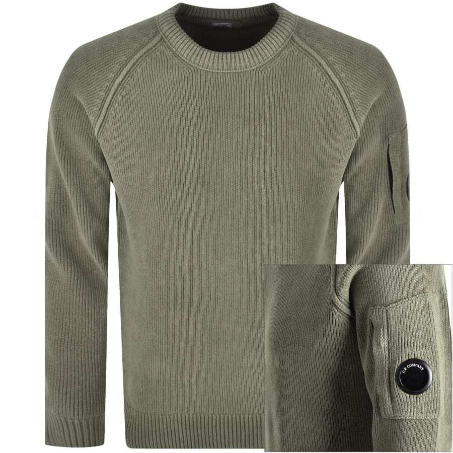Image number 1 for CP Company Chenille Jumper Ermine Green