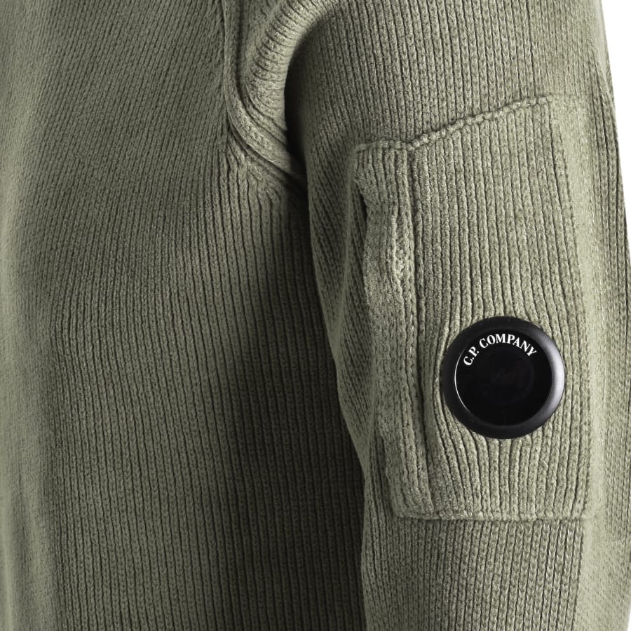 Image number 4 for CP Company Chenille Polo Jumper Ermine Green