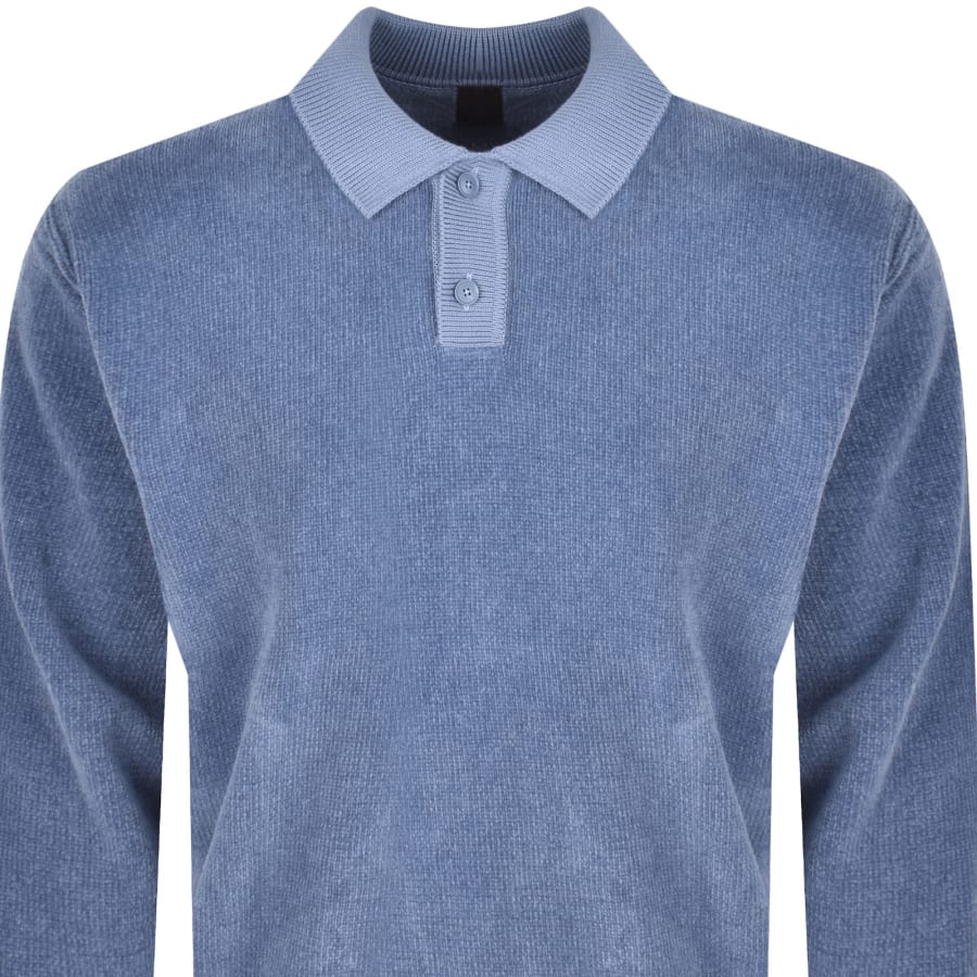 Image number 2 for BOSS Kipolo Textured Knit Polo Shirt Blue