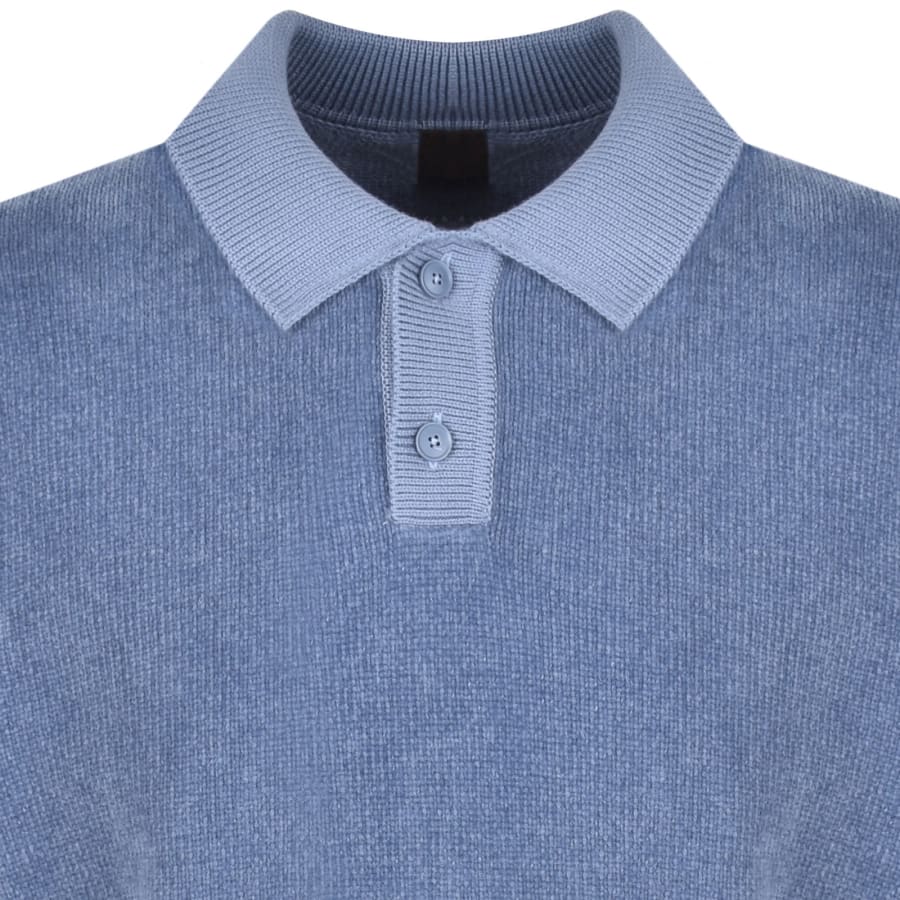 Image number 3 for BOSS Kipolo Textured Knit Polo Shirt Blue