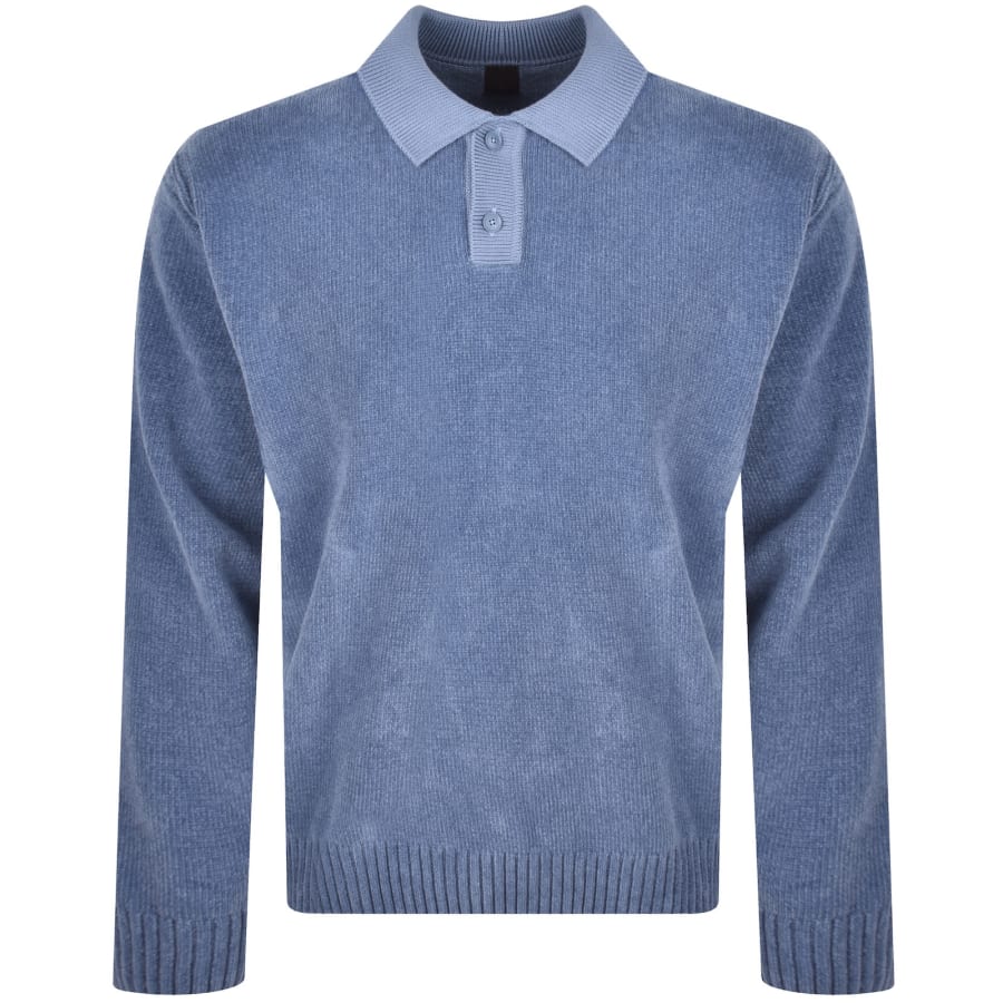 Image number 1 for BOSS Kipolo Textured Knit Polo Shirt Blue