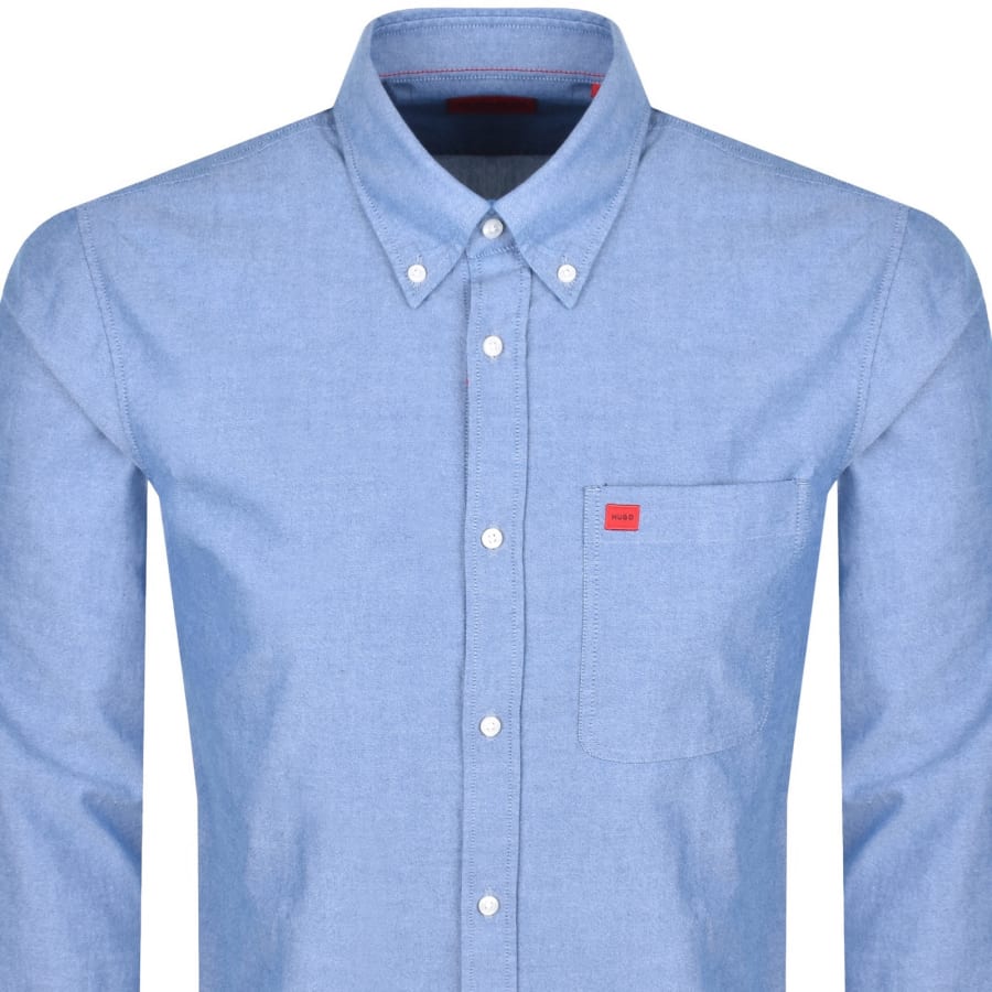 Image number 2 for HUGO Long Sleeved Evito Shirt Blue