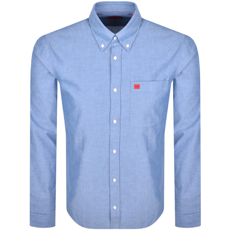 Image number 1 for HUGO Long Sleeved Evito Shirt Blue