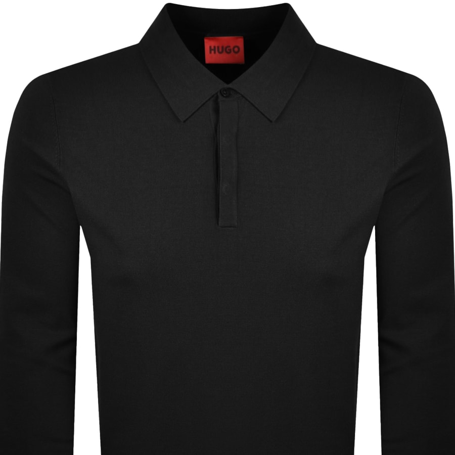 Image number 2 for HUGO San Pippo Slim Fit Knit Polo Black