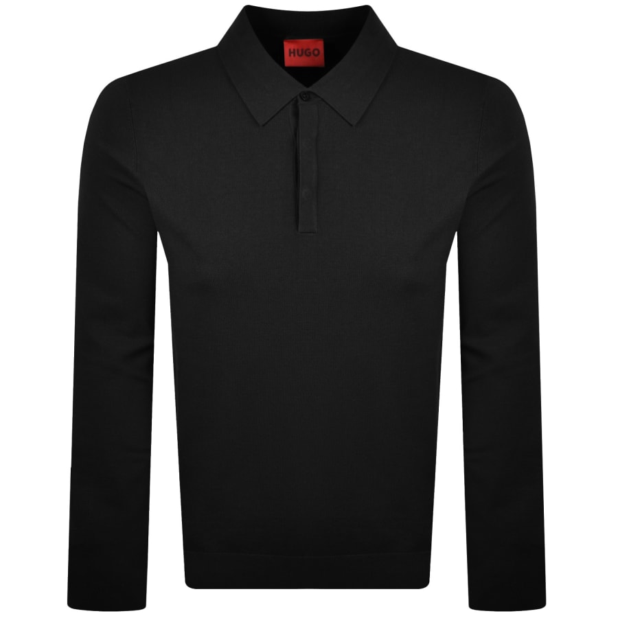 Image number 1 for HUGO San Pippo Slim Fit Knit Polo Black