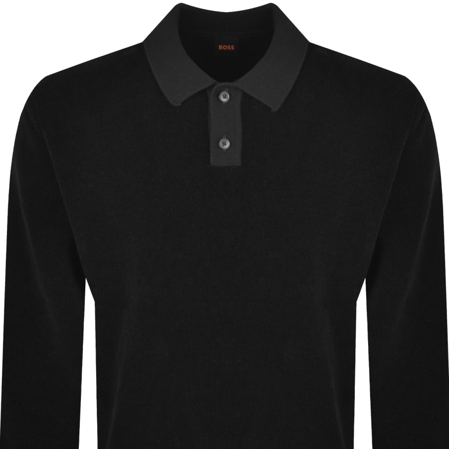 Image number 2 for BOSS Kipolo Textured Knit Polo Shirt Black