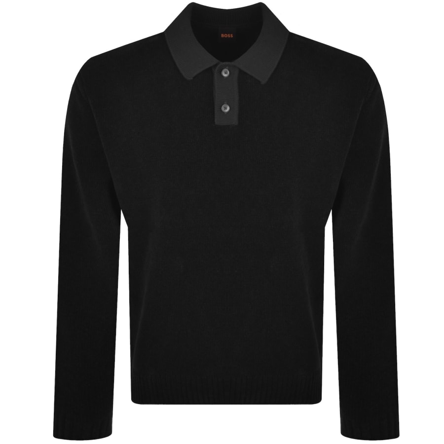 Image number 1 for BOSS Kipolo Textured Knit Polo Shirt Black