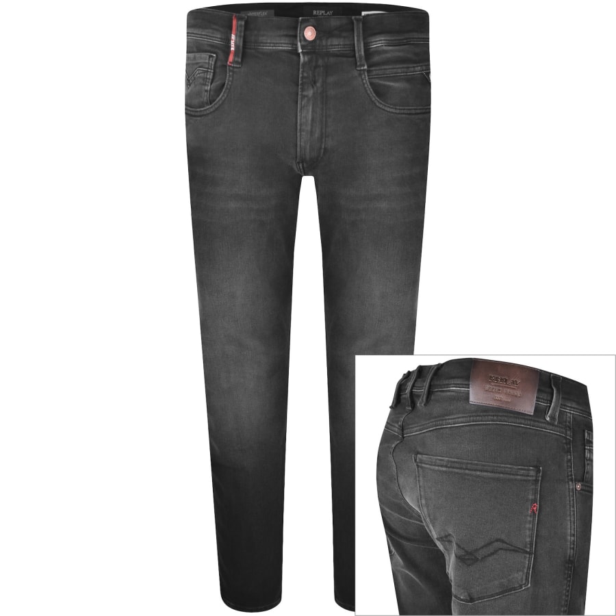 Image number 1 for Replay Slim Fit Anbass Jeans Black