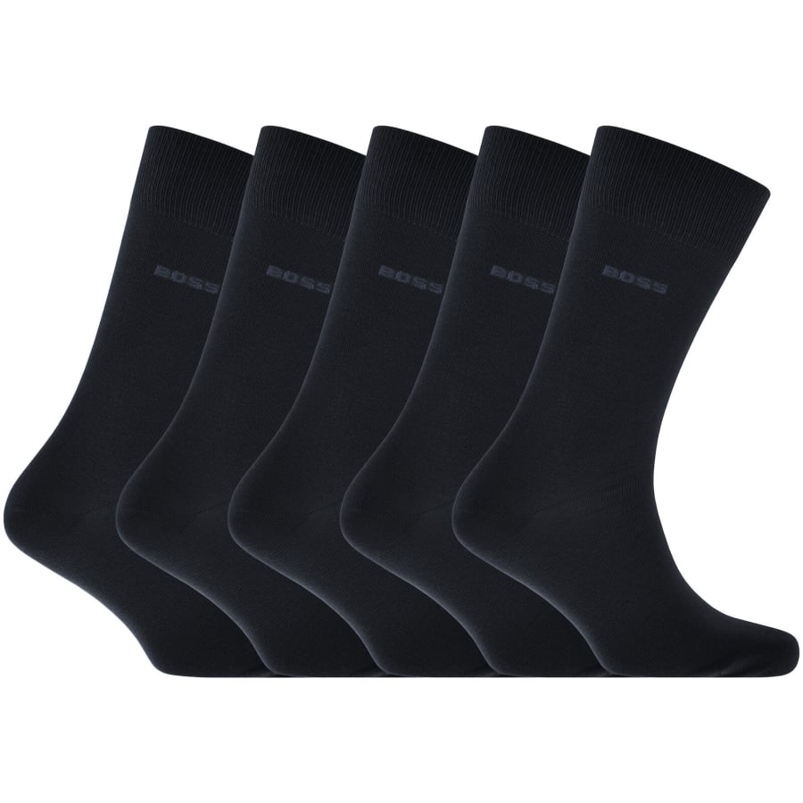 Image number 1 for BOSS 5 Pack Paul Crew Socks Navy