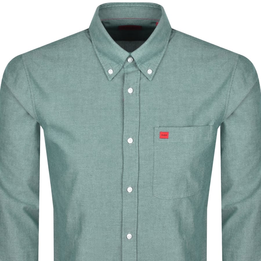 Image number 2 for HUGO Long Sleeved Evito Shirt Green