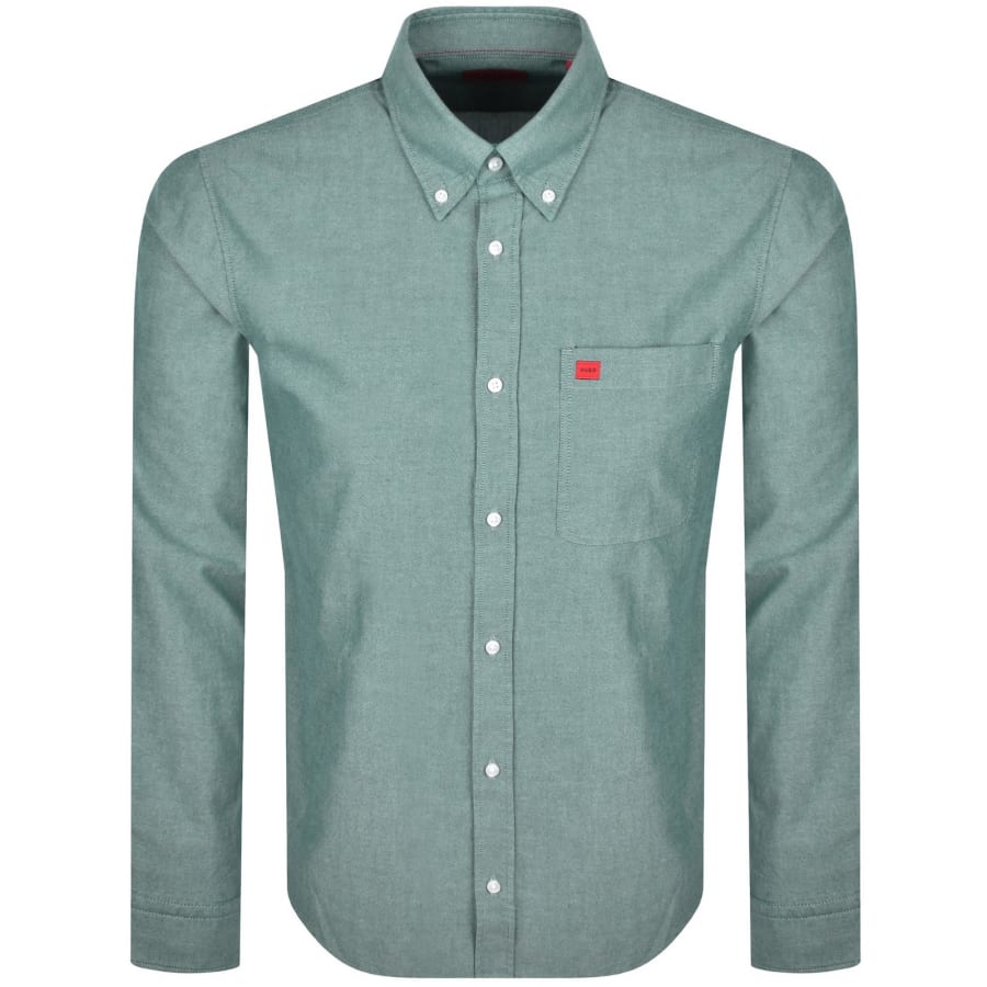 Image number 1 for HUGO Long Sleeved Evito Shirt Green