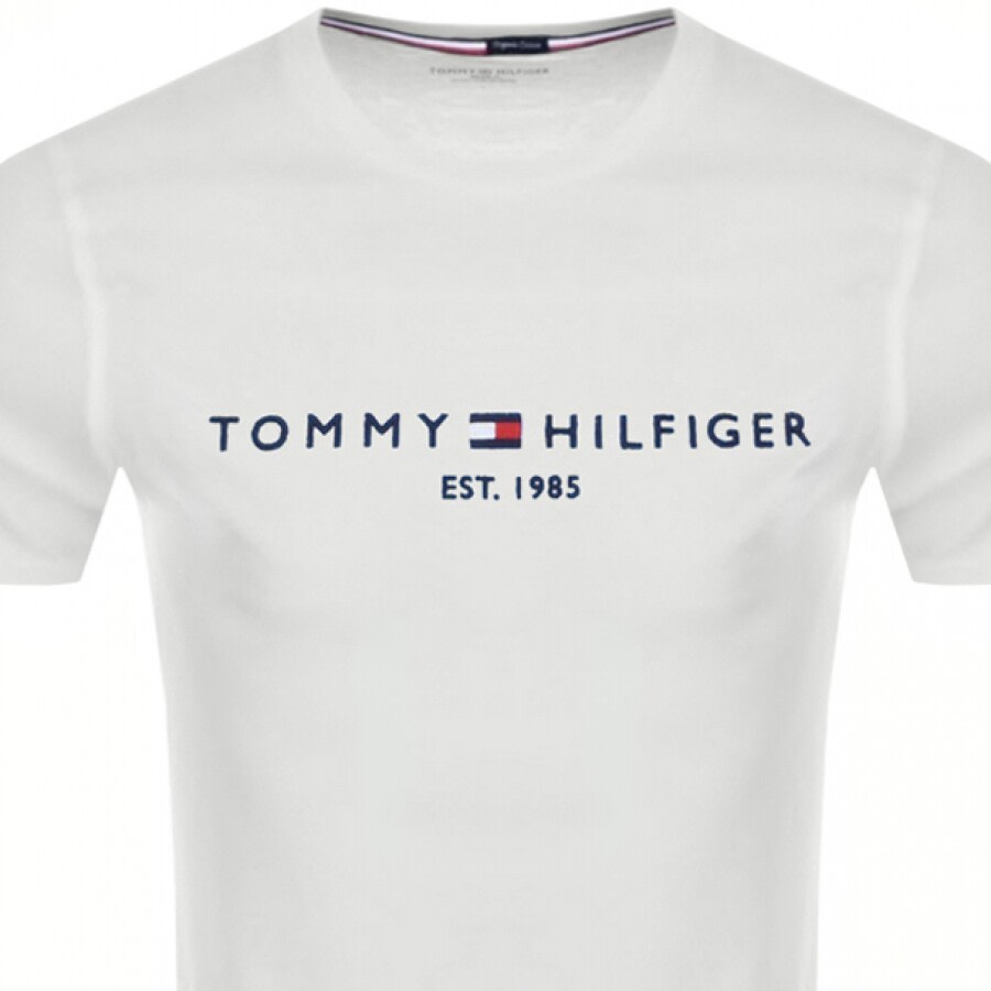 Tommy Hilfiger Mens  Logo-embroidered Cotton T-shirt In Snow White