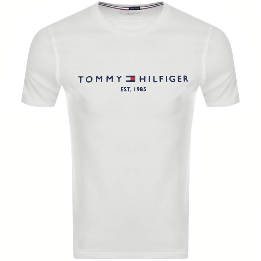 Tommy Hilfiger Mens  Logo-embroidered Cotton T-shirt In Snow White