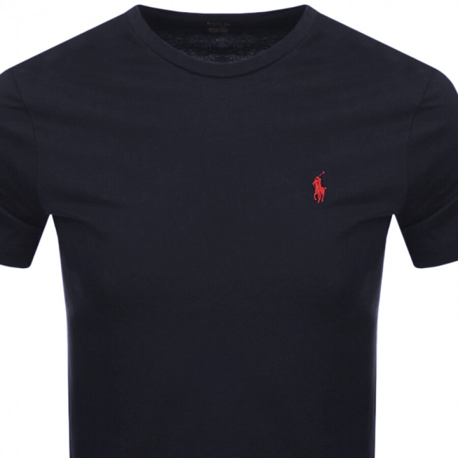 Polo Ralph Lauren Custom Slim Fit Blue Crewneck T-shirt With Pony Embroidery On The Front In Cotton Man