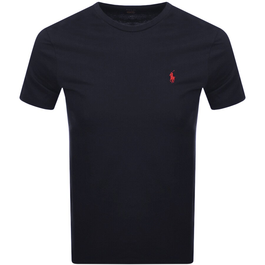 Polo Ralph Lauren Custom Slim Fit Blue Crewneck T-shirt With Pony Embroidery On The Front In Cotton Man