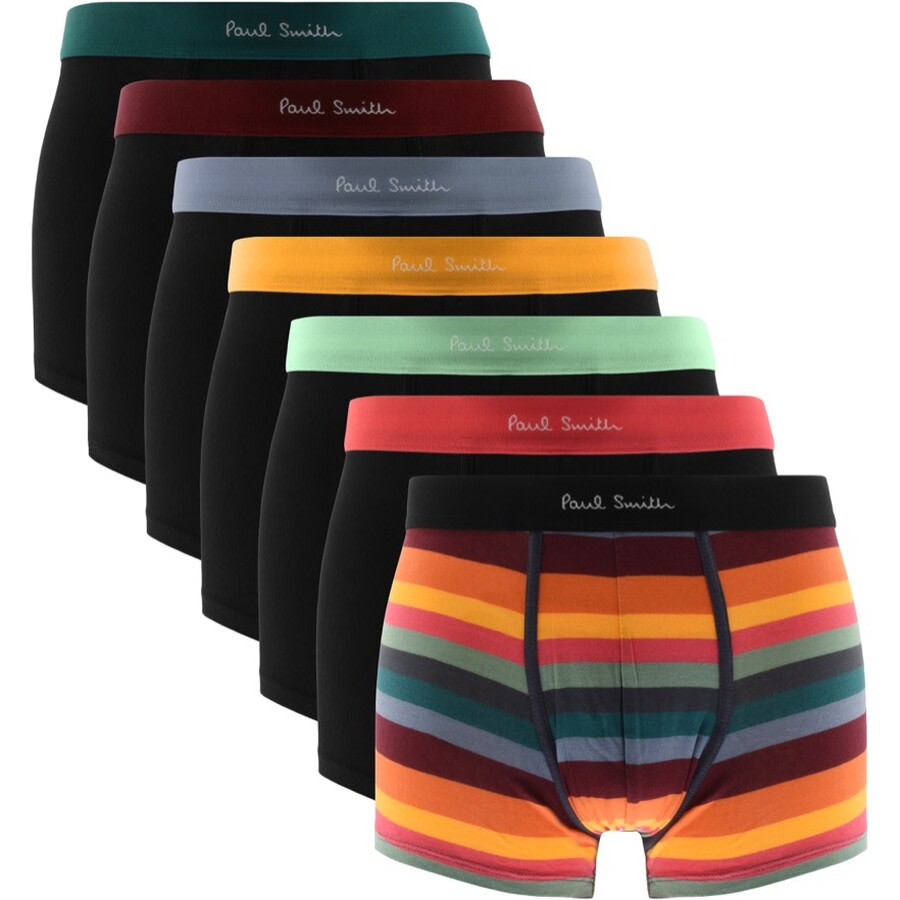 Paul Smith Set Of Seven Stretch Boxer Briefs In Organic Cotton In Black
