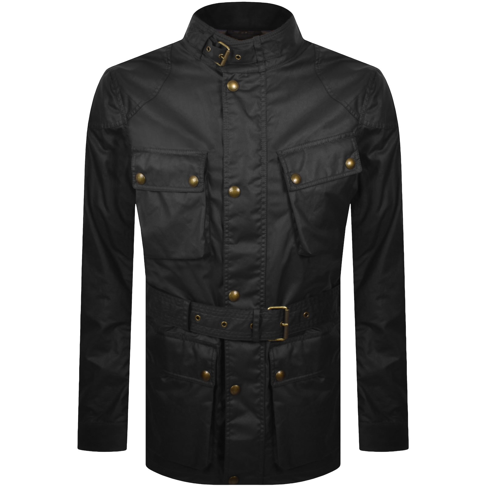 Belstaff Mens Black Trialmaster Belted Four-buttoned-pockets Regular-fit Waxed-cotton Jacket In Green