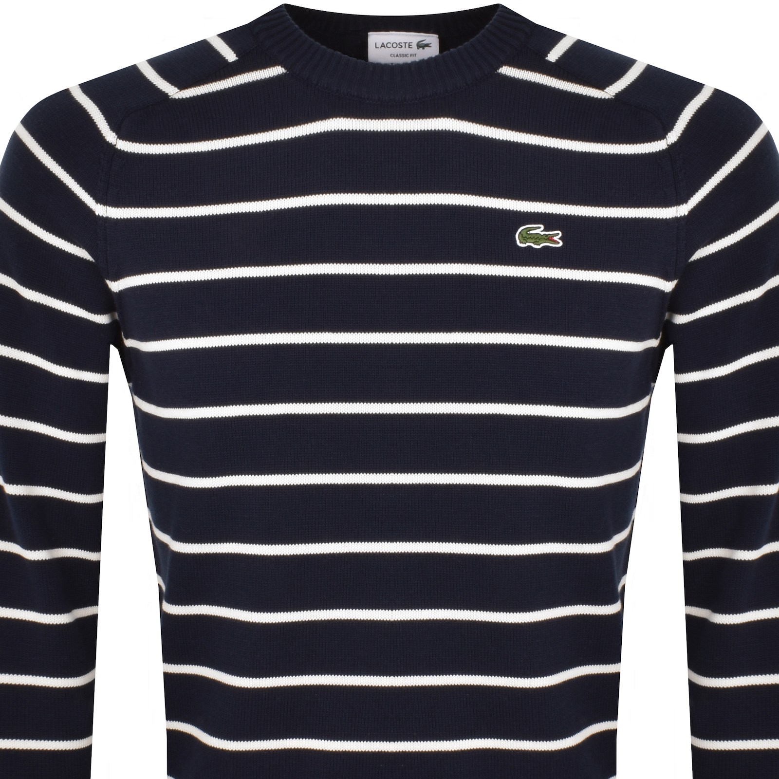 Shop Lacoste Stripe Knit Jumper Navy