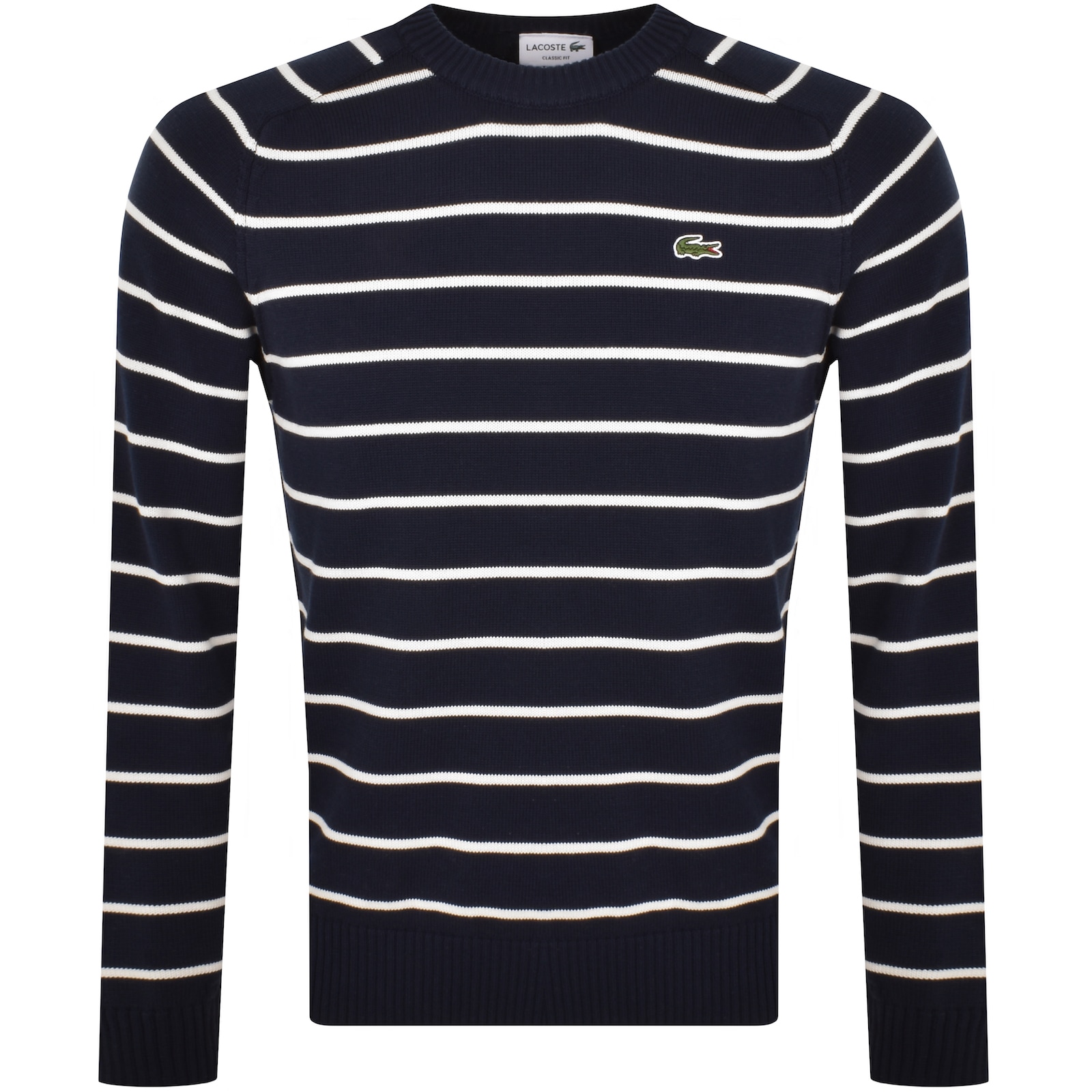 Shop Lacoste Stripe Knit Jumper Navy