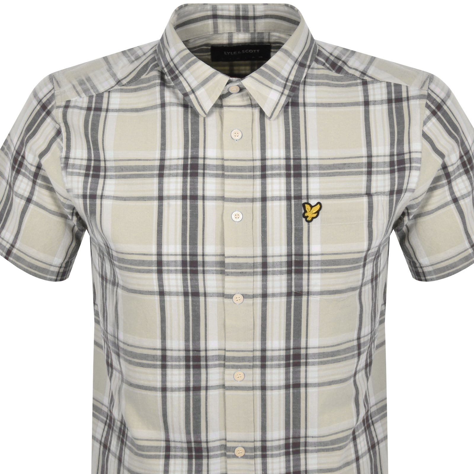 Shop Lyle & Scott Lyle And Scott Linen Check Shirt Cream