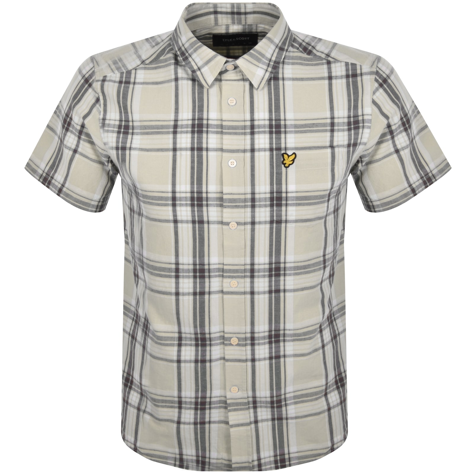 Shop Lyle & Scott Lyle And Scott Linen Check Shirt Cream