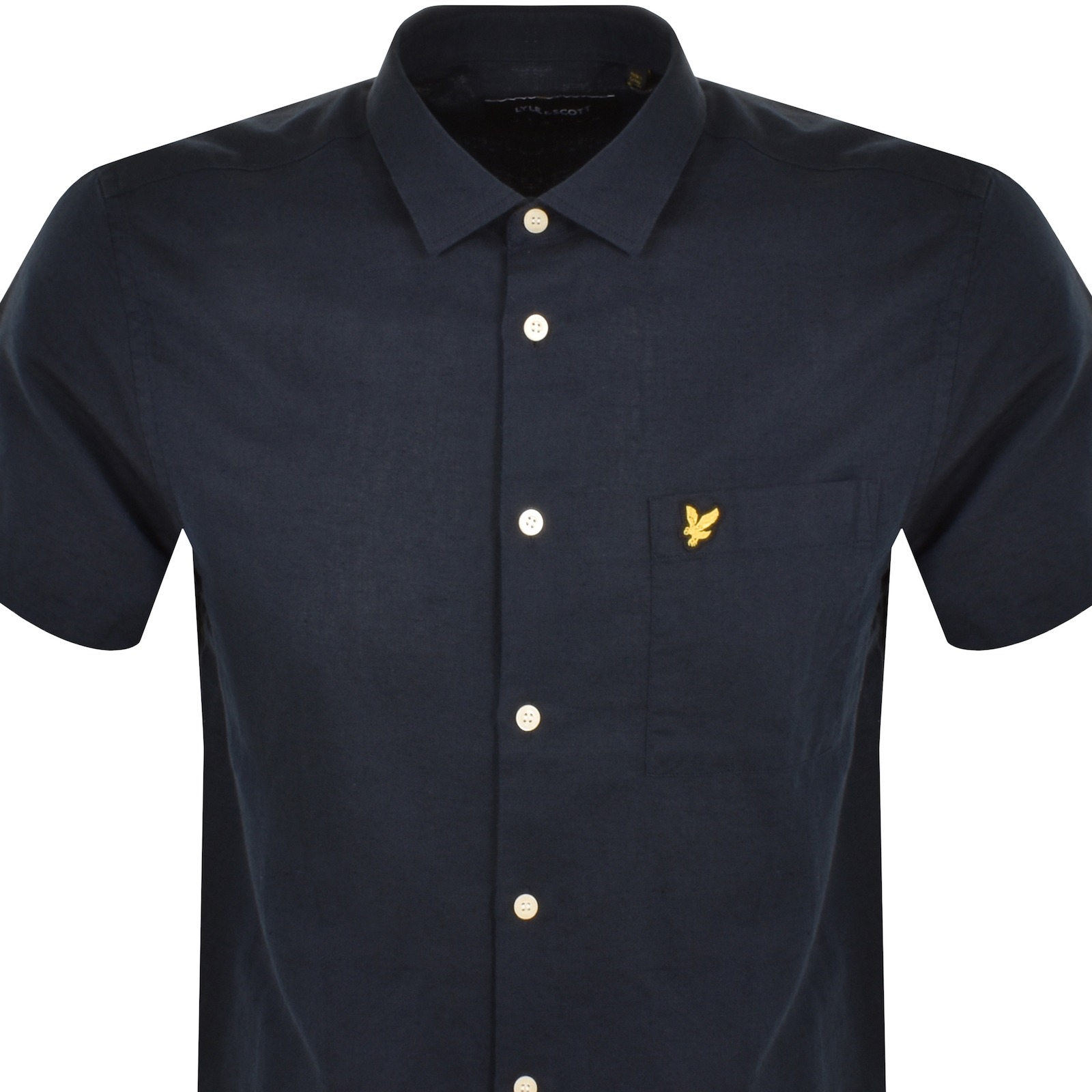 Shop Lyle & Scott Lyle And Scott Cotton Linen Shirt Navy