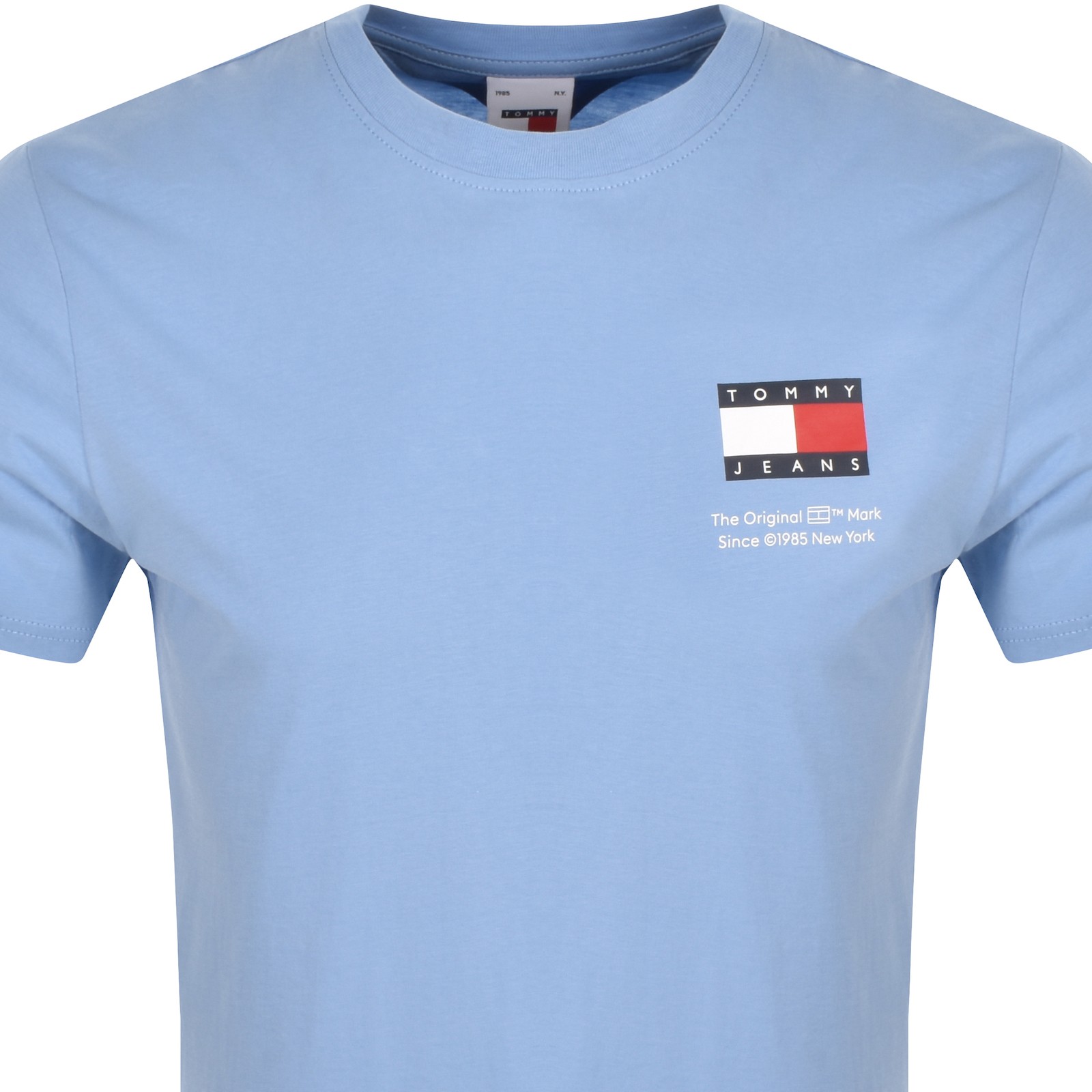 Shop Tommy Jeans Slim Essential Flag T Shirt Blue