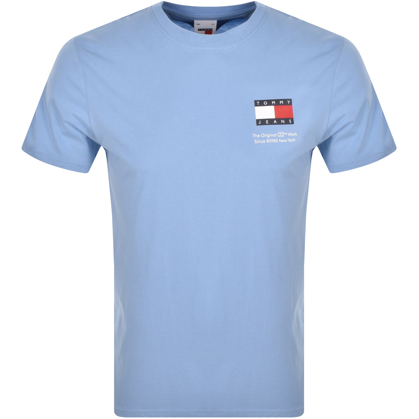 Shop Tommy Jeans Slim Essential Flag T Shirt Blue