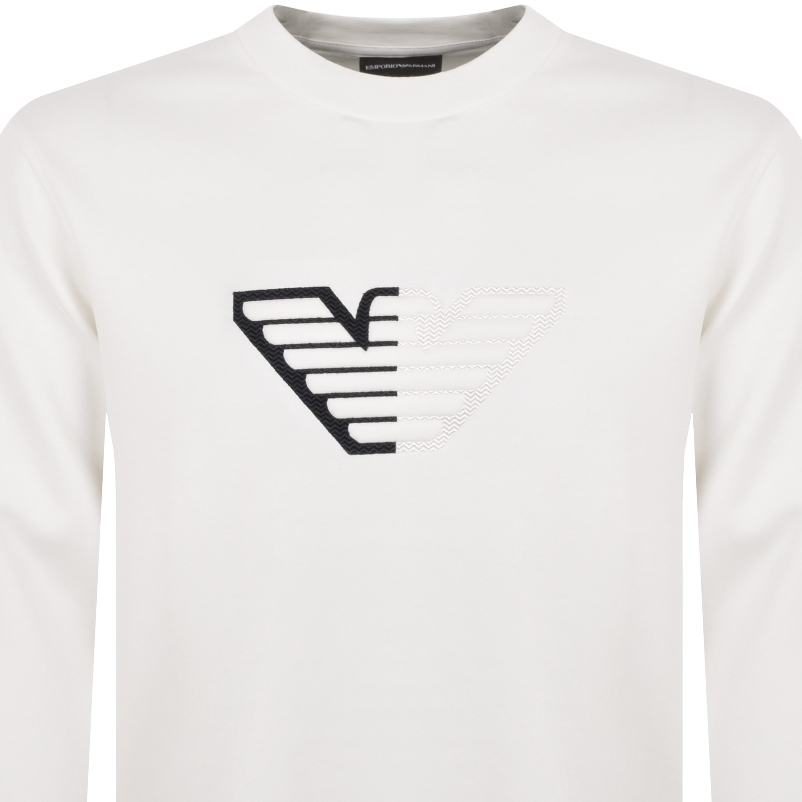 Shop Armani Collezioni Emporio Armani Crew Neck Logo Sweatshirt White