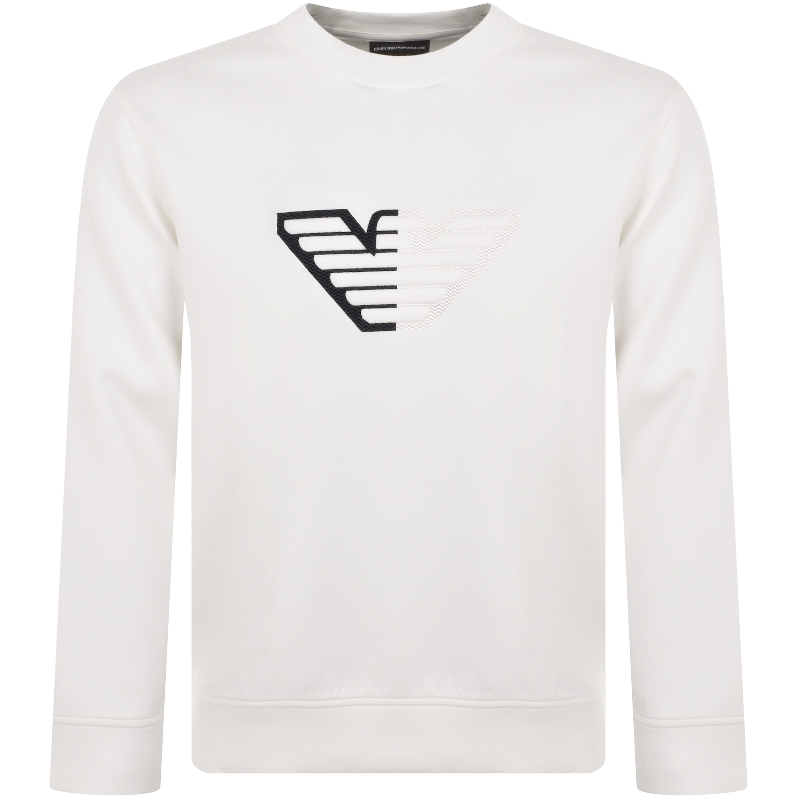 Shop Armani Collezioni Emporio Armani Crew Neck Logo Sweatshirt White