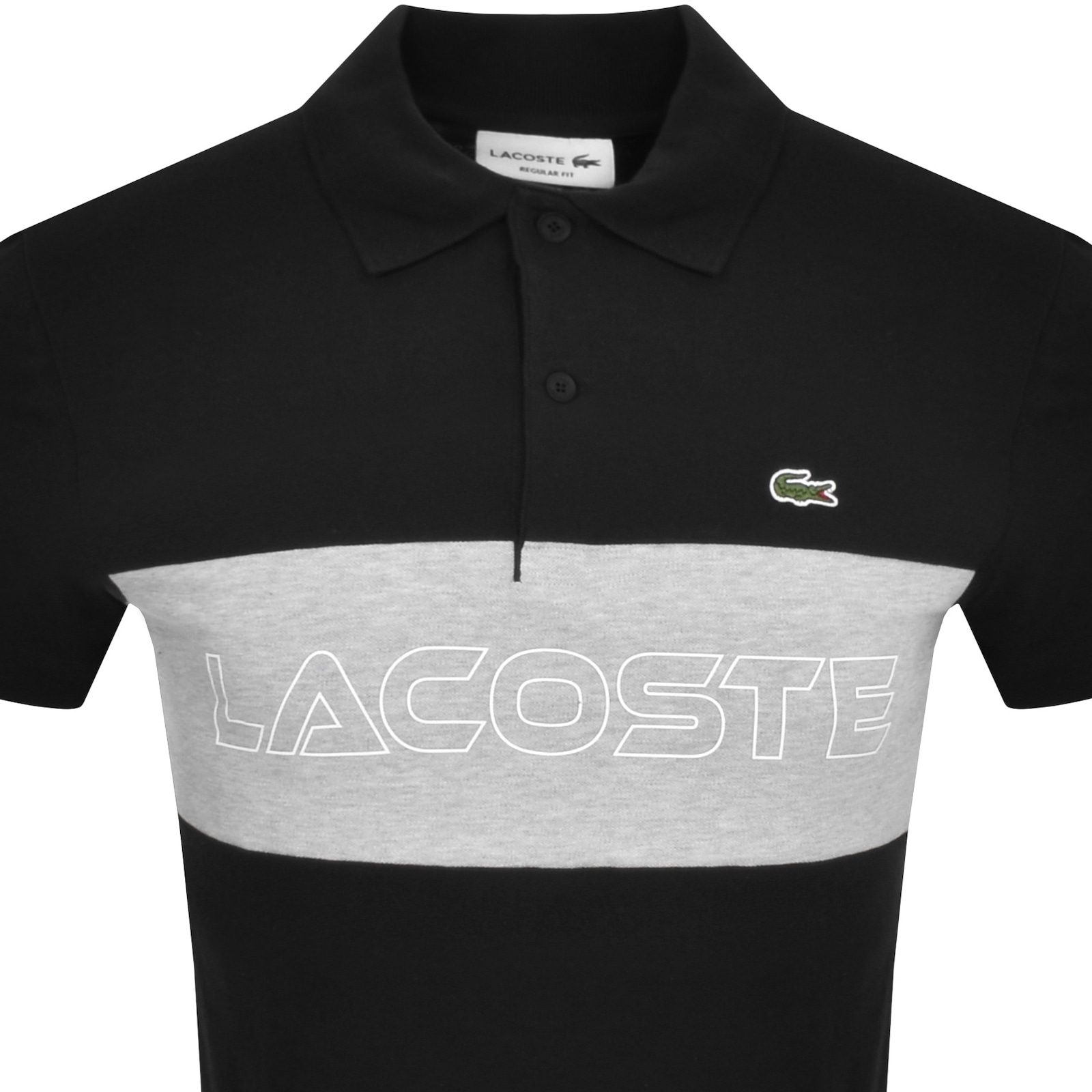 Shop Lacoste Colour Block Polo T Shirt Black