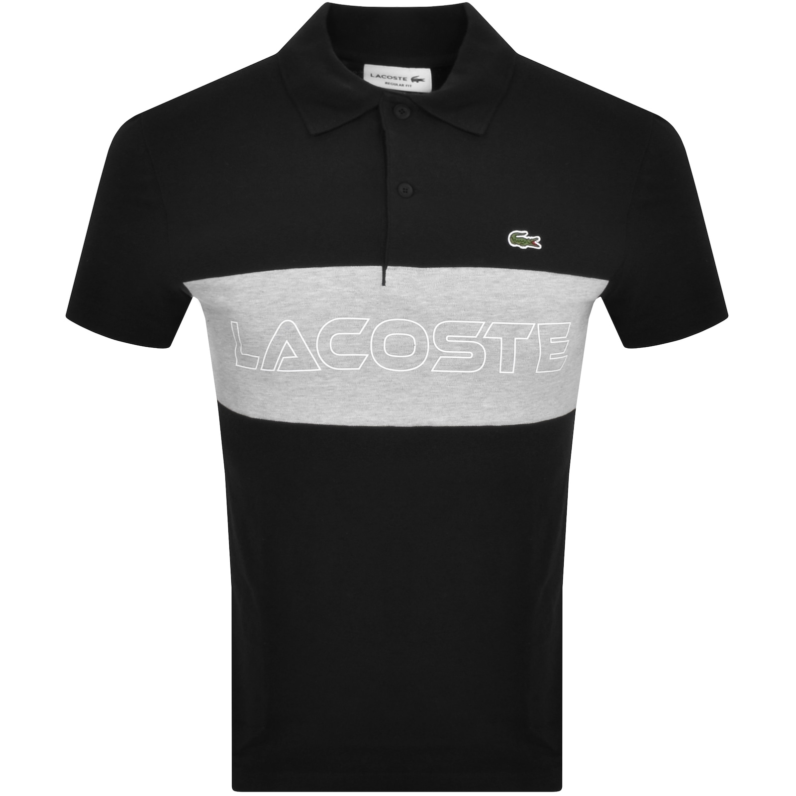 Shop Lacoste Colour Block Polo T Shirt Black