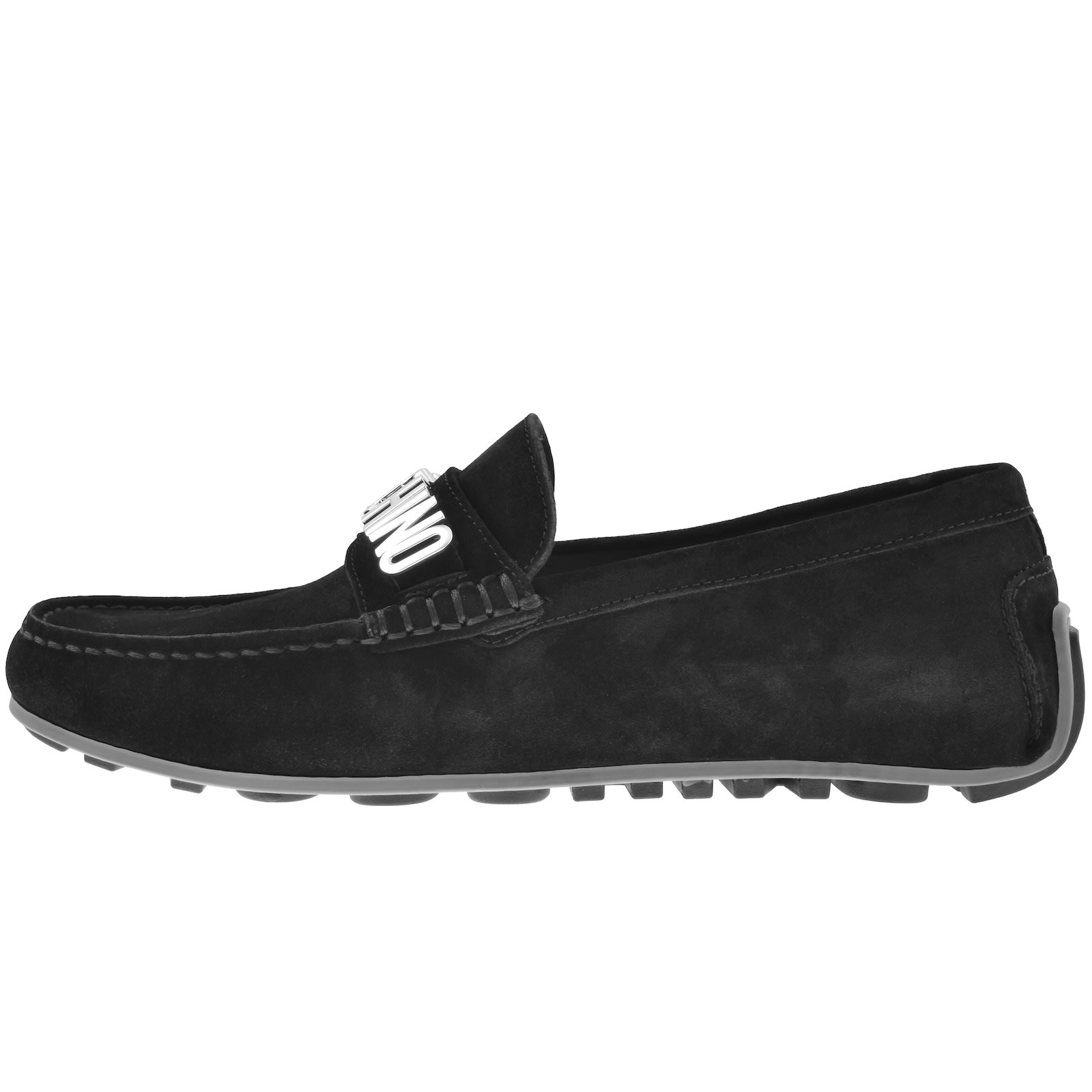 Shop Moschino Suede Driver Shoes Black