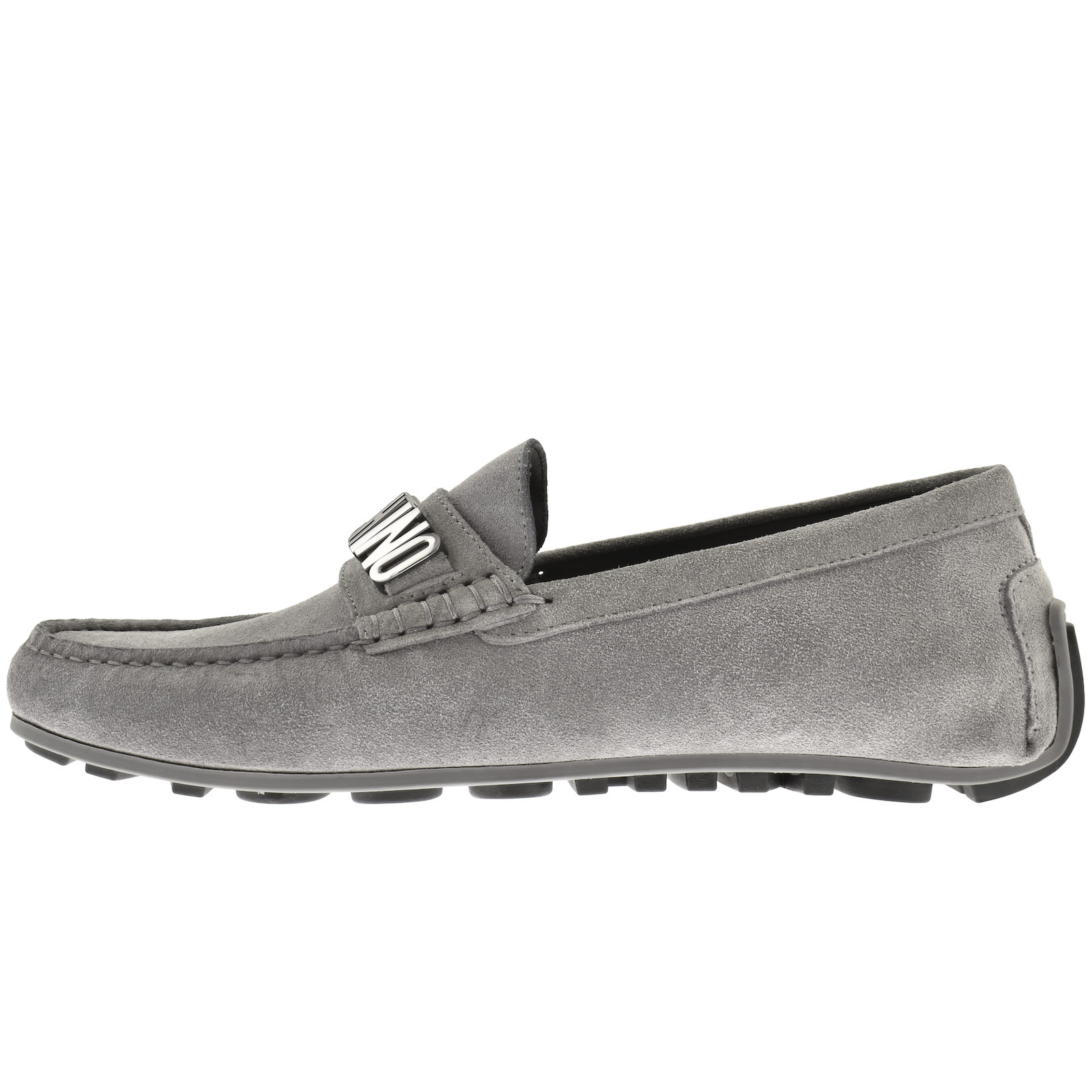 Shop Moschino Suede Driver Shoes Grey