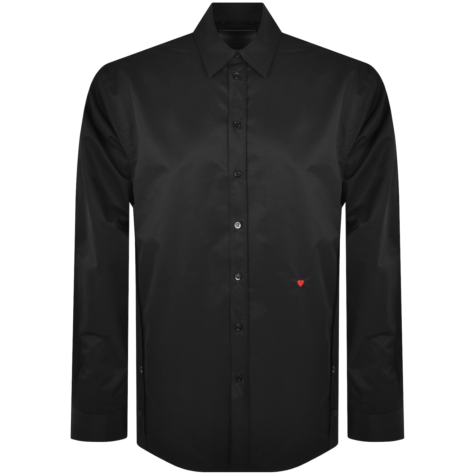 Shop Moschino Long Sleeve Poplin Shirt Black