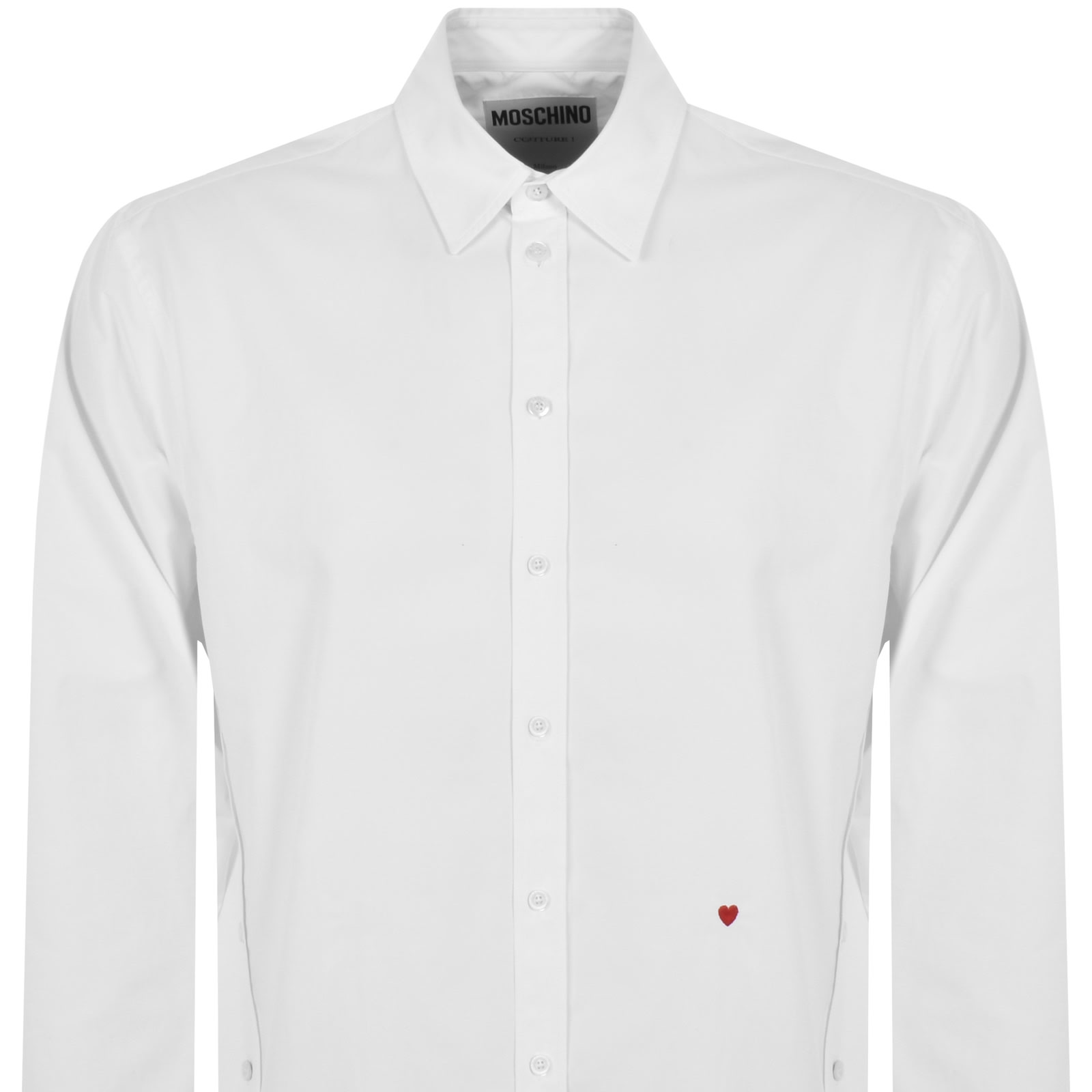 Shop Moschino Long Sleeve Poplin Shirt White