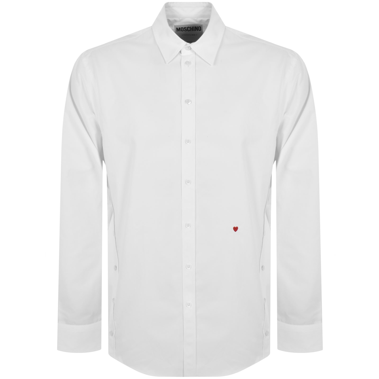 Shop Moschino Long Sleeve Poplin Shirt White